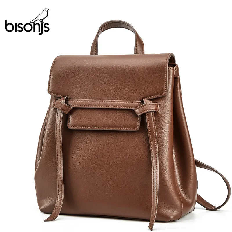 BISON джинсовые кожаные женские рюкзаки, женская сумка на плечо, дорожная женская сумка, Mochila, iPad, школьные сумки для девочек, B1839