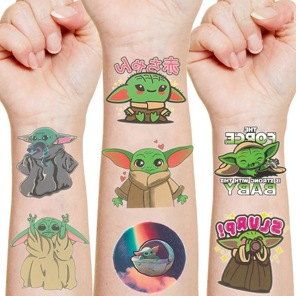 5pcs Disney Baby Yoda Tattoo Stickers Cartoon Action Figure Star Wars Mandalorian Waterproof Sticker Kids Children Birthday Toy Action Figures Aliexpress