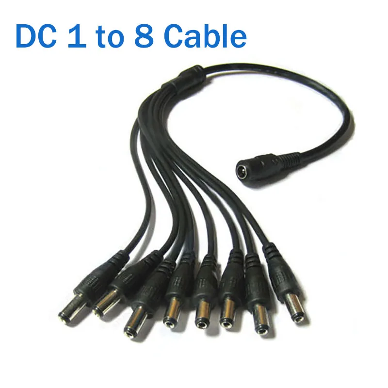Cable divisor de potencia adaptador para cámara de seguridad CCTV, Cable de alimentación DC 1 a 8