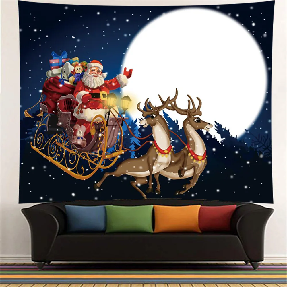 Рождественский настенный гобелен Луна Санта Клаус дерево tapiz tela сравнению стены ковер muurdoek - Цвет: 1