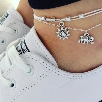 

Sun Women Long Chain Leg Bracelets Fashion Elephant Jewelry Accesspries Female Beach Ankle Decorations Handmade Jewelry