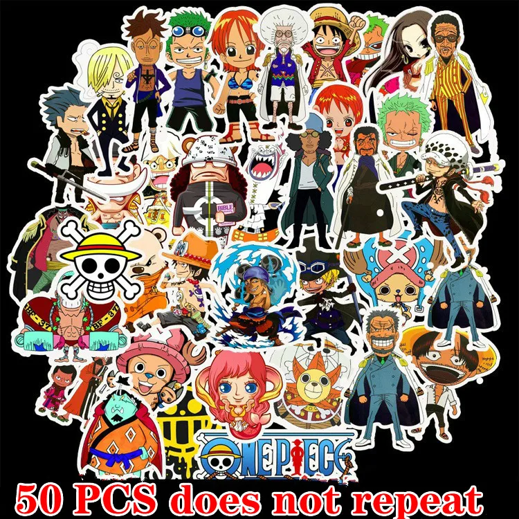

50pcs/set Anime 2019 ONE PIECE Luffy Stickers For Car Laptop PVC Backpack Home Decal Pad Bicycle PS4 Waterproof Decal