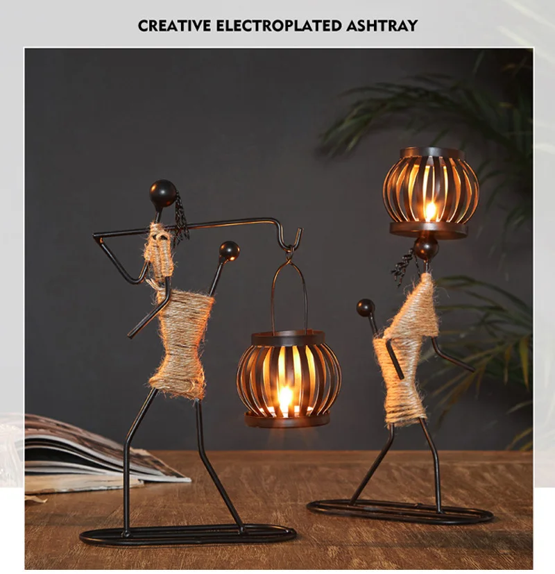 Weeding Metal Ornaments Crafts  Home Decoration Candle Holder Candlestick Decor Handmade Miniature Figurines Art Gifts