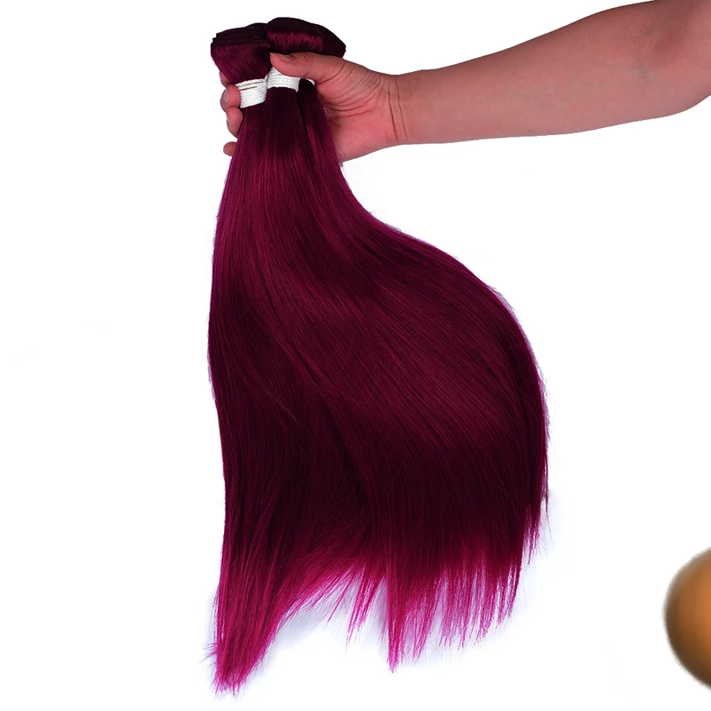 Perfect Pre-Colored Ombre 99J Burgundy Bundles Straight Hair Bundles Brazilian 100% Human Hair Bundles Remyblue Remy Hair Weave Bundles 11