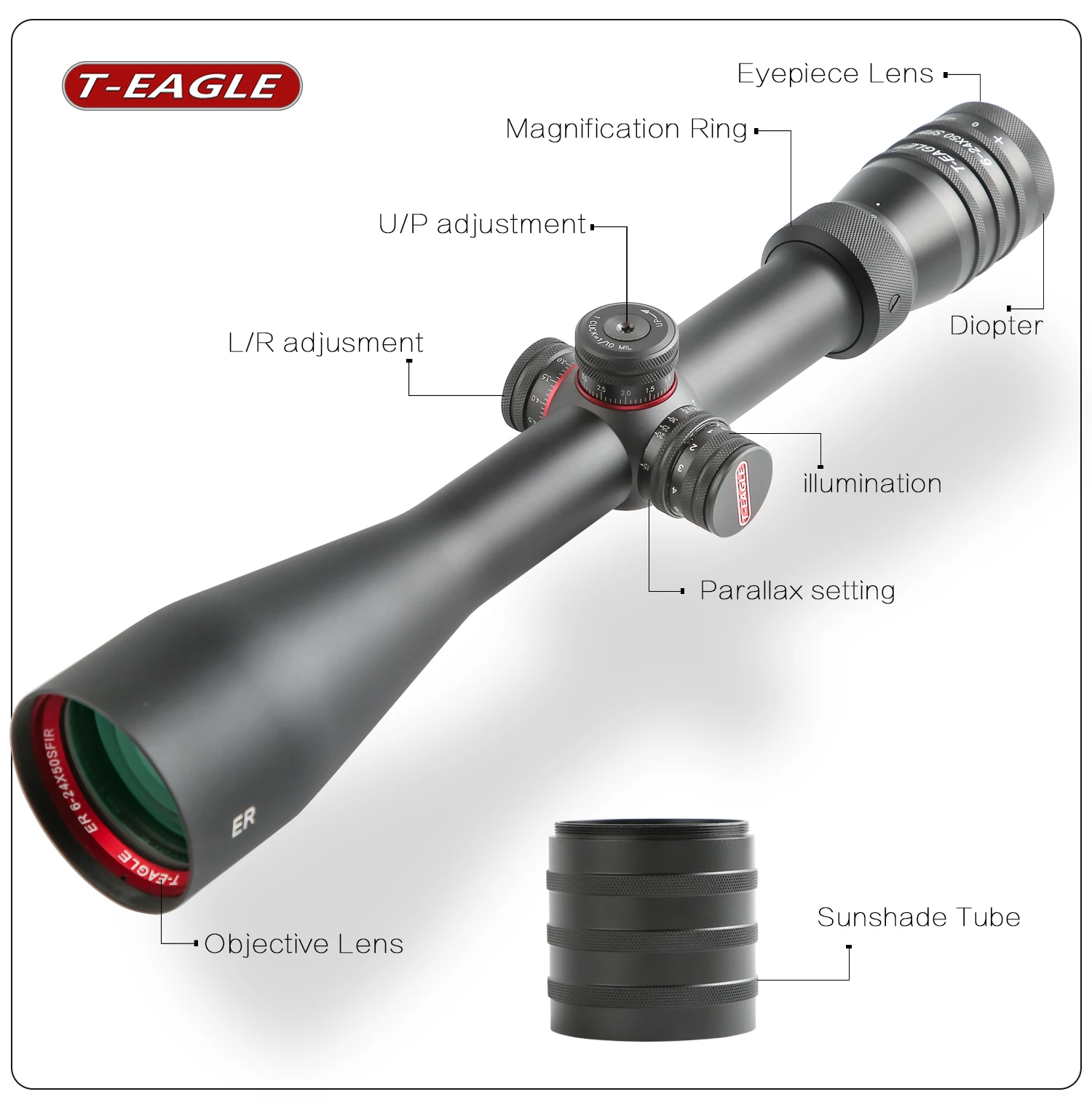 T-EAGLE-6-20x50 тактический прицел красный зеленый свет прицел снайперской винтовки оптический прицел охотничьи прицелы красная точка охотничья оптика
