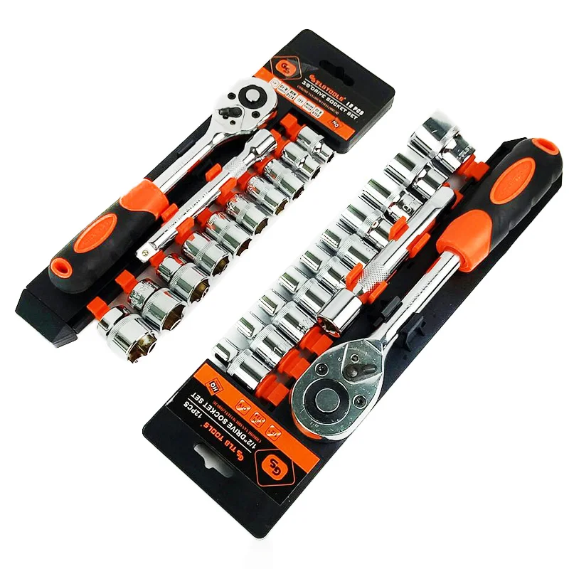 

12 in1 Wrench Combination Set Vanadium Steel Torque Ratchet Wrench Set 1/4 "3/8" 1/2 "CR-V Universal Vehicle Cycle Socket Wrench