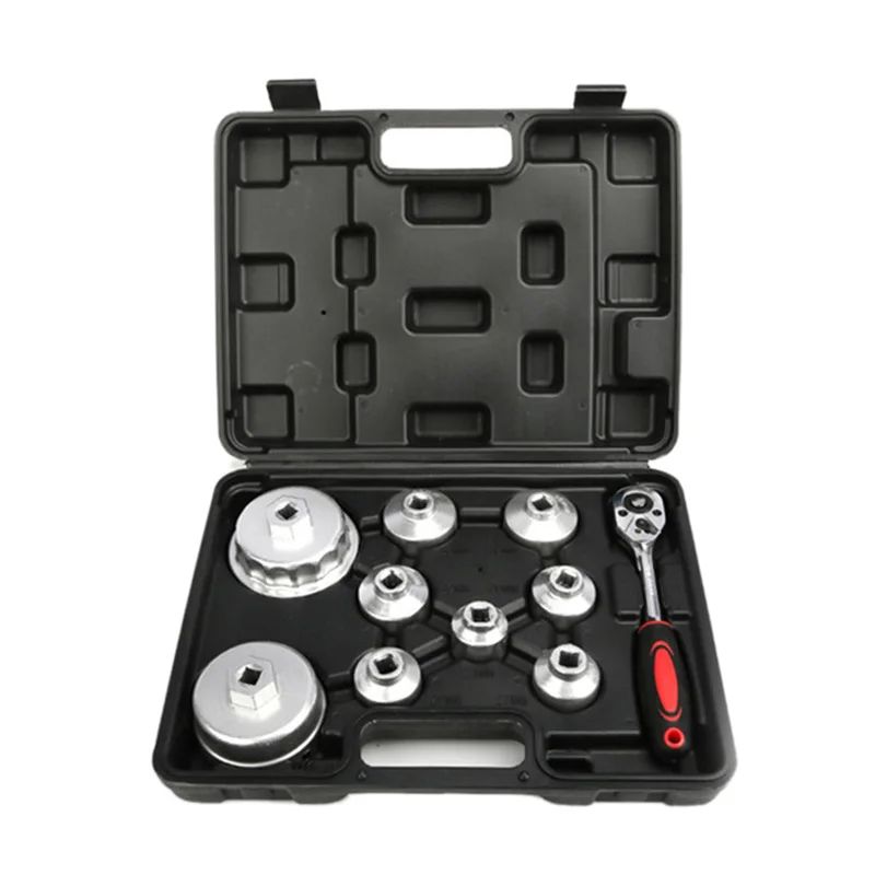 

Oil Filter Cap Wrench Metric 10-Piece Socket Set Tool Kit 24mm To 65mm for BMW, Mercedes, VW Paper Toyota 1.8L 2.5L 5.7L Engine