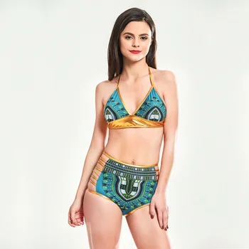 

New Sexy Split Swimsuit Women's Printed Bronze Lace-up Bikini Bikini Swimsuit Thong Bikini