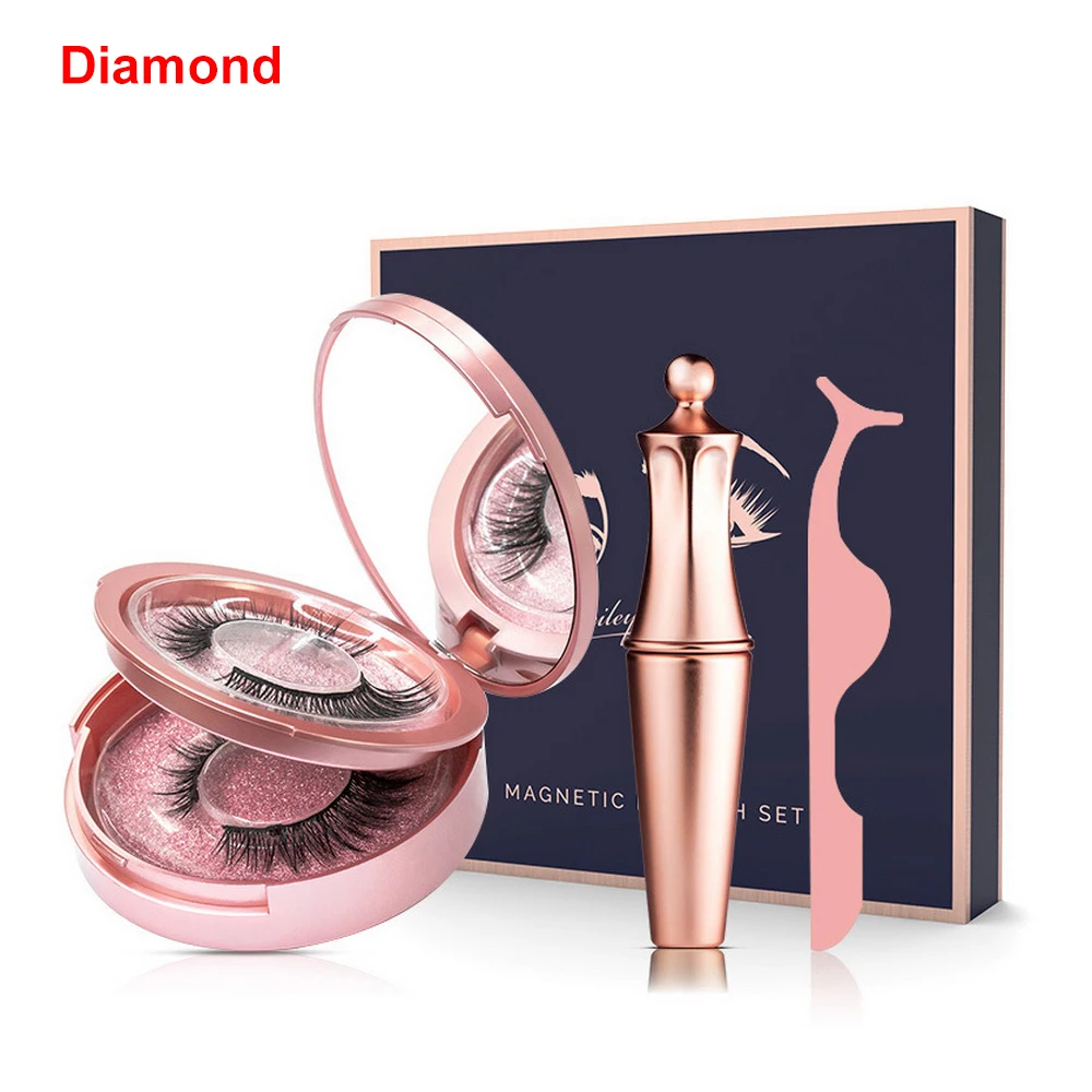 Diamond 2pairs blue Магнитные накладные ресницы, 5 магнитов, накладные Пинцет для ресниц, набор, жидкая подводка для глаз, водостойкие, стойкие ресницы для естественного вида - Цвет: Diamond 2pairs blue
