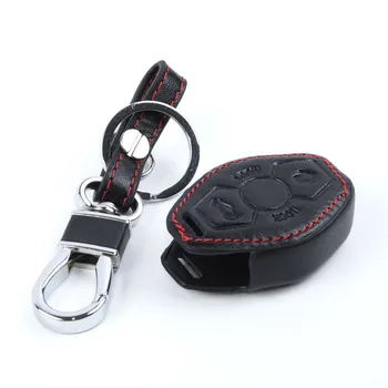 

Black Car Key Cover PU Leather 4 Buttons Protective shell Holder Durable
