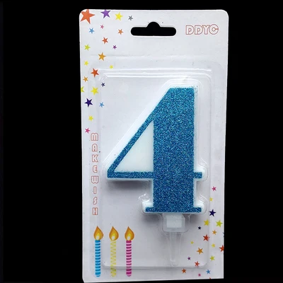 1 шт.,, голубые свечи с цифрами на день рождения, 1, 2, 3, 4, 5, 6, 7, 8, 9, 0, детские свечи на день рождения для торта, вечерние украшения, свечи - Цвет: 4