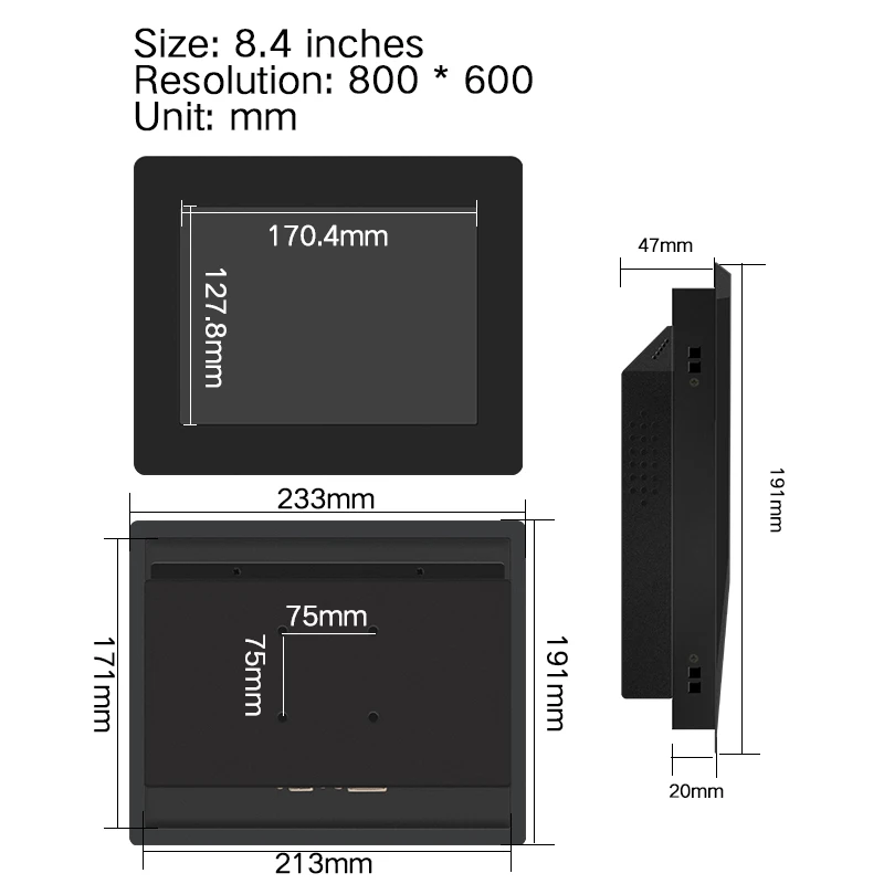 ޴  Lcd 8.4 ġ VGA HDMI DVI TV USB AV   PC ÷ ġ ũ ƴ LCD
