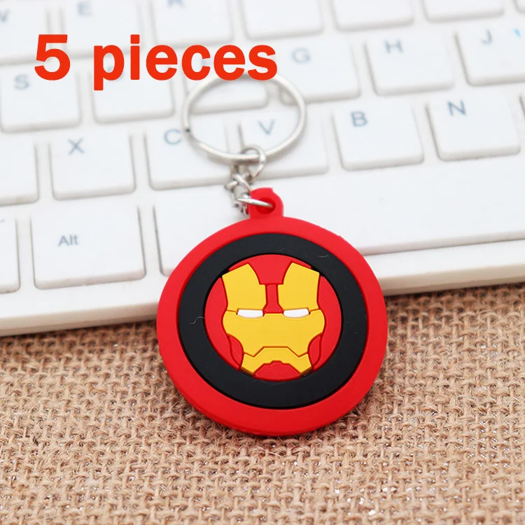 5 шт./компл. 3D Двусторонняя супер hero мультфильм брелок подарки для детей с рисунком из Аниме Силиконовые super hero, кольцо для ключей, держатель для Для женщин сумка - Цвет: 5P Double side D