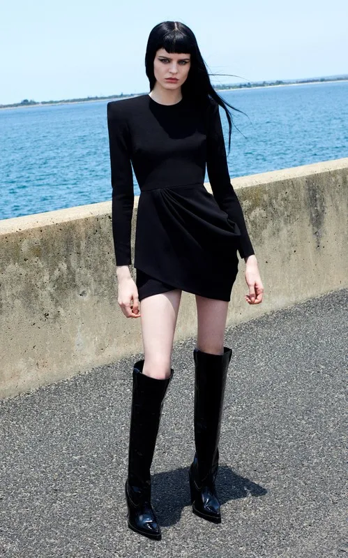 

Free Shipping New Fashion 2020 Women Sexy black round neck long sleeve Bandage Dress Ladies Elegant Bodycon Party Dress Vestido