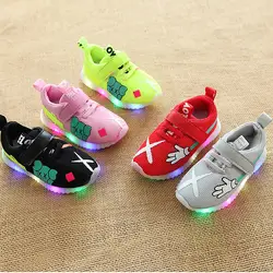 Модные детские светящиеся туфли детские милые детские сетчатые светодиодный легкие туфли детские туфли светящиеся спортивные туфли для