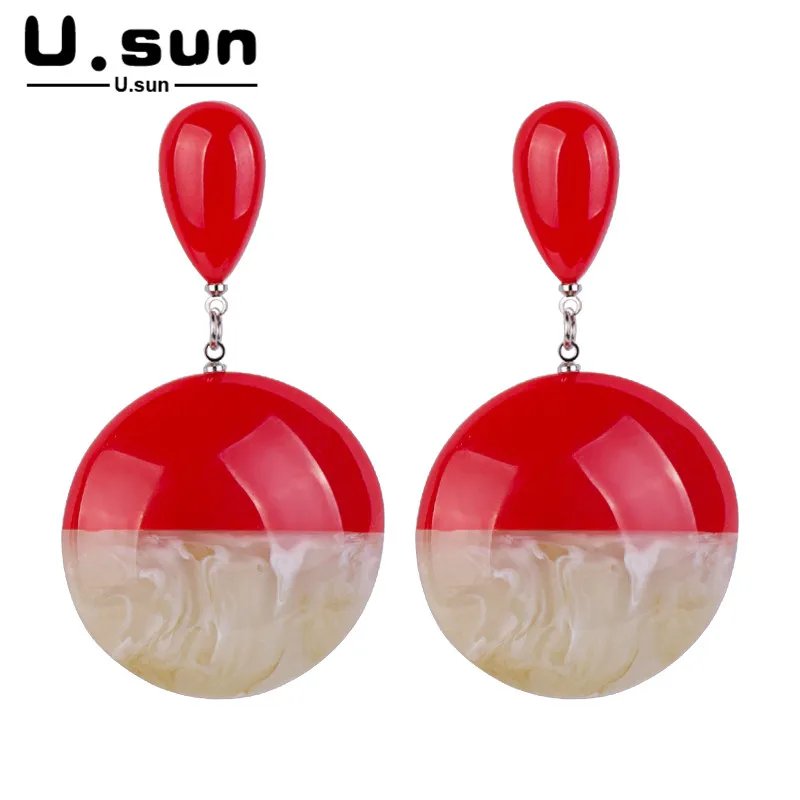 

Long Drop Earrings Jewelry for Women Big Two-color Stitching Circle Earrings Trend Simple Charm Resin Acrylic Fashion Jewelry