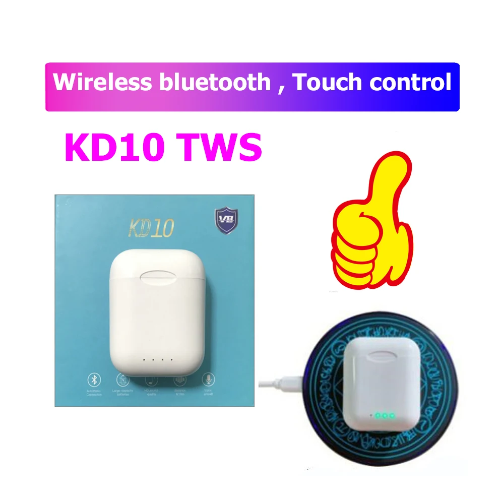 KD10 TWS Bluetooth 5,0 Наушники Беспроводные сенсорные наушники 1:1 настоящая батарея PK i10 i12 i20 i30 i60 i80 наушники для iPhone xiaomi