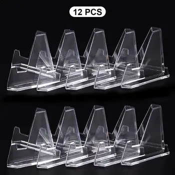 

12pcs Acrylic Coin Display Stands Mini Clear Acrylic Easel Stands Coin Display Holder Exhibit Mount Accessories For Room Display