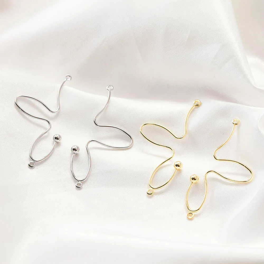 꽃잎 모양 더블 홀 펜던트, DIY 귀걸이 쥬얼리 재료 만들기 부품 손으로 만든 액세서리, 6 개