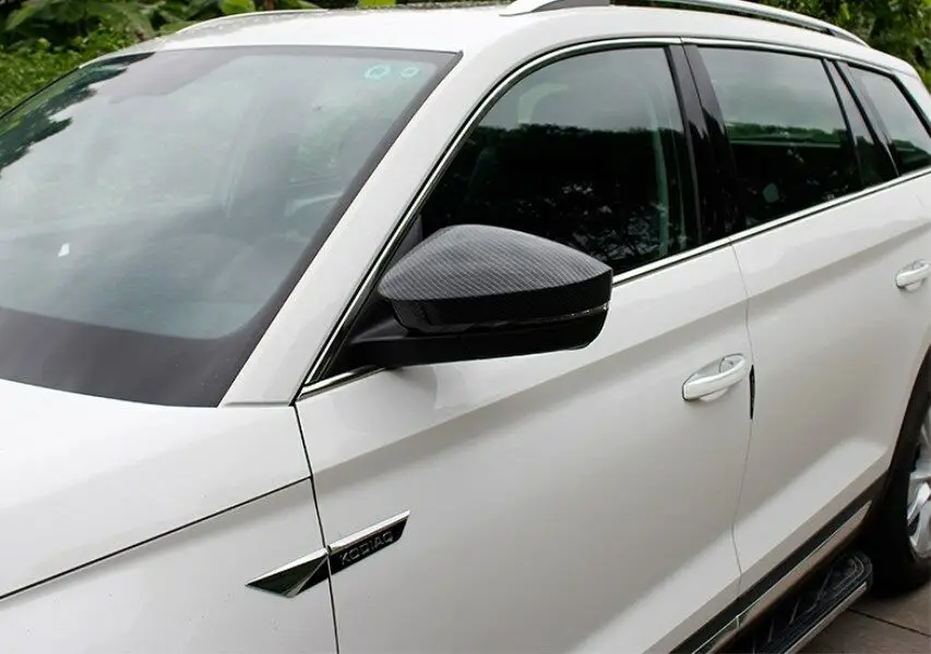 Для Skoda Kodiaq- черные углеродного волокна стильные боковые Чехлы для зеркал заднего вида 2 шт