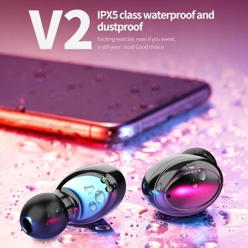 Waterproof TWS Sports Wireless Bluetooth Earphone Mini Hifi Stereo Headphone Touch Control Headset PC Gaming Earbuds for Mic