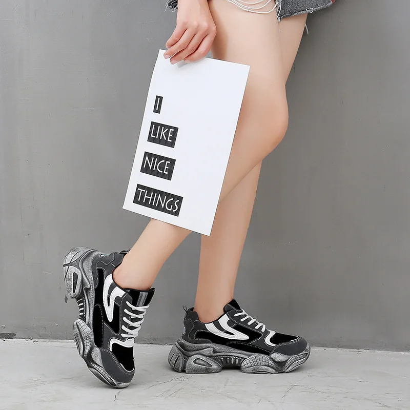 

Spring And Autumn New Products WOMEN'S Shoes Mesh Casual Sports Shoes College Style Cool Dirty Shoes Thick Bottomed Extra High O