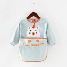 Детский халат Водонепроницаемый Анти-грязный Детский фартук Рисунок одежда с длинным рукавом девочка нагрудник кармашек для риса мальчик