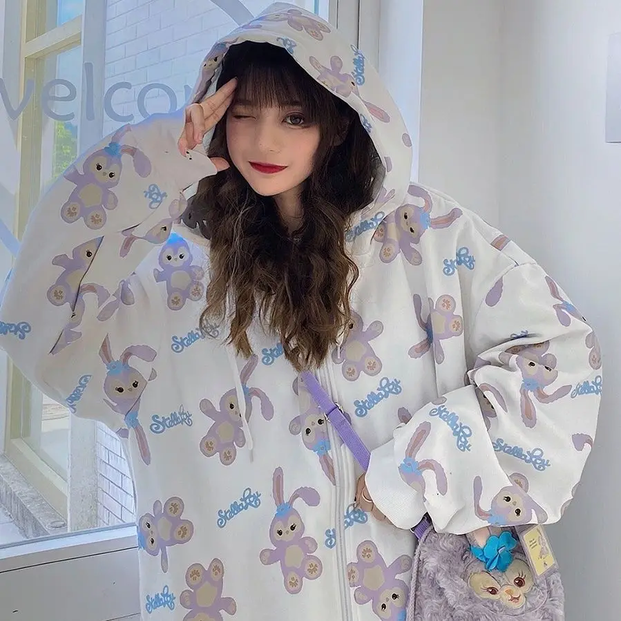 Sudadera con capucha y cremallera para mujer, chaqueta holgada Coreana de Béisbol, estilo Harajuku, sudadera japonesa frita