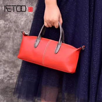 

AETOO Genuine Leather Handbag Women Boston Bag Famous Brand Shoulder Bags Ladies Crossbody Bag High Quality Designer Tote Bag
