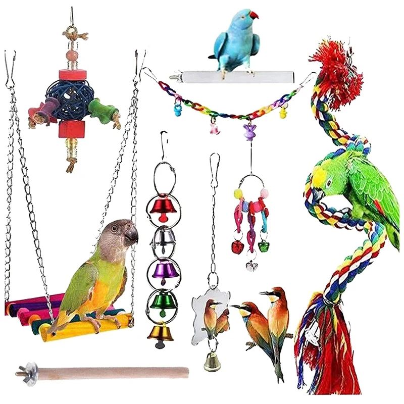 Bird Toys Parrot Chewing Cage Accessories Newly Upgraded Rope Bungee for Small Parakeets | Дом и сад