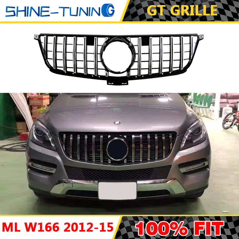 Nero GWQNB ABS Griglia paraurti Anteriore griglia a griglia per Mercedes Classe ML W166 ML250 ML300 2012-2015 Nero