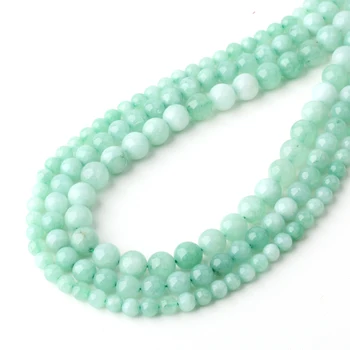 

Wholesale Natural Light Green Jades Chalcedony Round Loose Beads 15" Strand 6 8 10mm For Jewelry Making DIY Bracelet Necklace