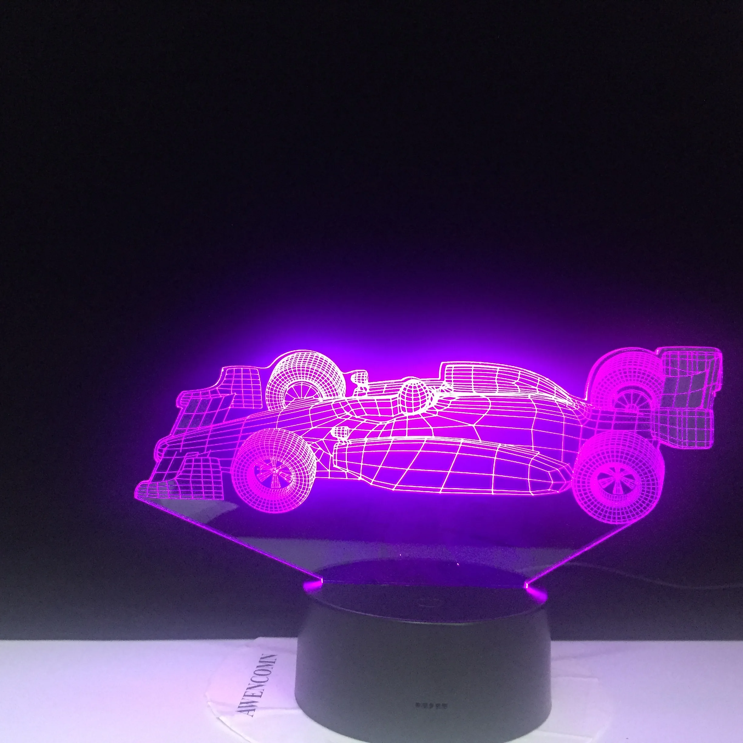 Гоночный автомобиль F1 3D Светодиодная лампа милый подарок для младенца ночник