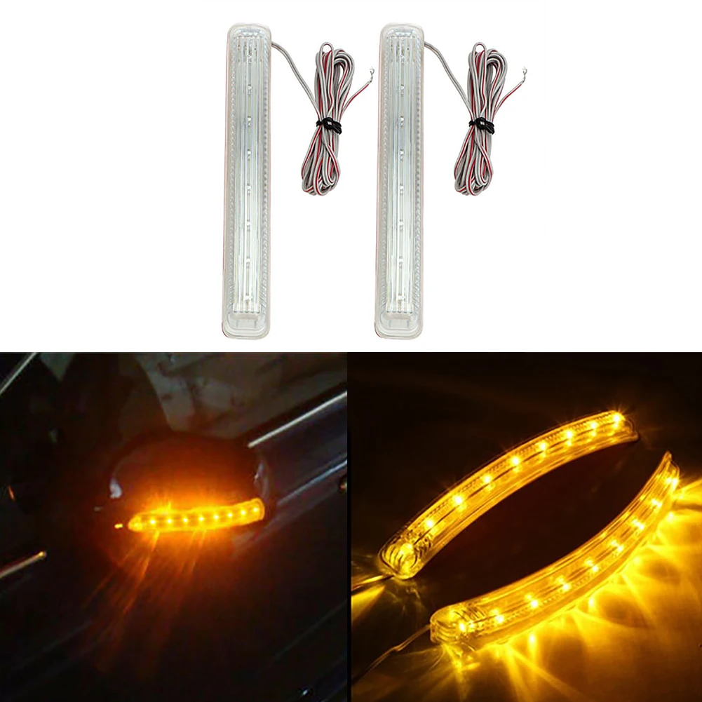 

2Pcs Amber LED 12V 3W Car Rear View Mirror Side Turn Signal Lights Indicator Lamp Waterproof Rearview Mirror Turn Signal Lamps