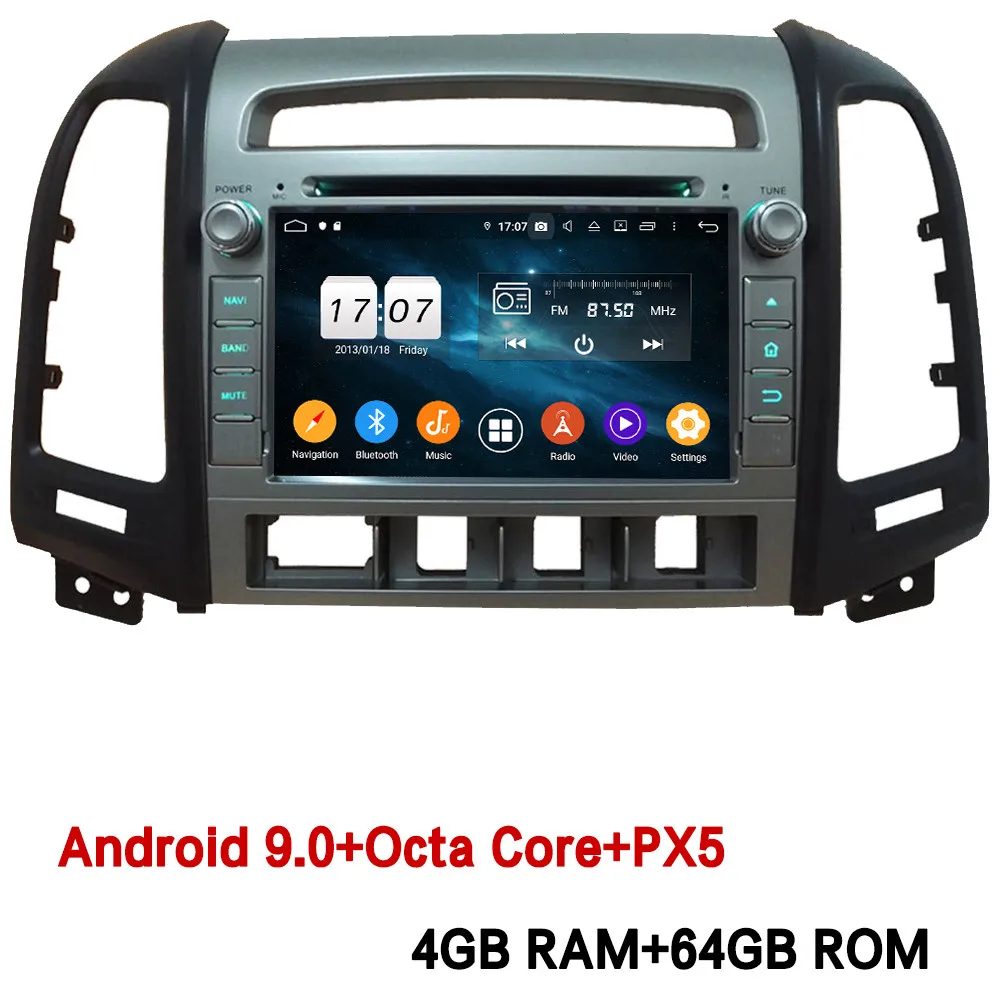 4GB RAM x 64GB ROM Klyde 4G wifi DSP Android 9 Восьмиядерный 4 Гб ОЗУ 64 Гб ПЗУ BT автомобильный DVD мультимедийный плеер радио для hyundai Santa Fe 4 отверстия 2006-2012 - Цвет: 4GB RAM x 64GB ROM