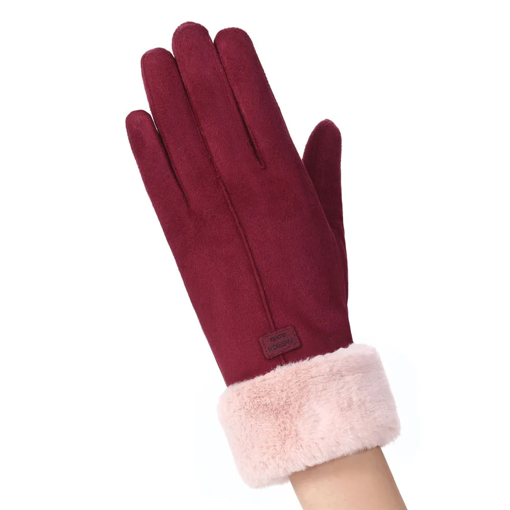 Женские модные зимние уличные спортивные теплые перчатки, вязаные перчатки без пальцев, вязаные варежки, зимние осенние теплые классические перчатки - Цвет: Wine
