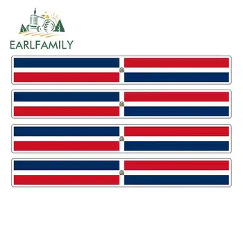 

EARLFAMILY 13cm x 1.7cm 4pcs Car Stripe Motorcycle Racing Flag Sticker Window Decal Bike Moto Dominican Republic Car Stickers