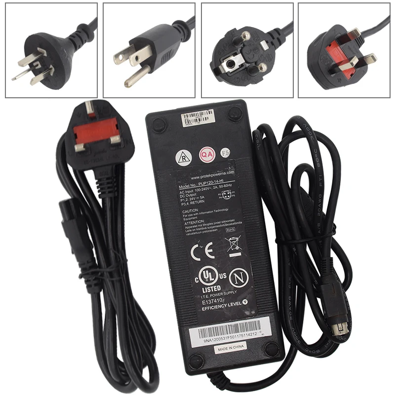 Для Protek power 4 Pin I.T.E. Блок питания адаптер переменного тока PUP120-14-HI 24V 5A E137410-б/у