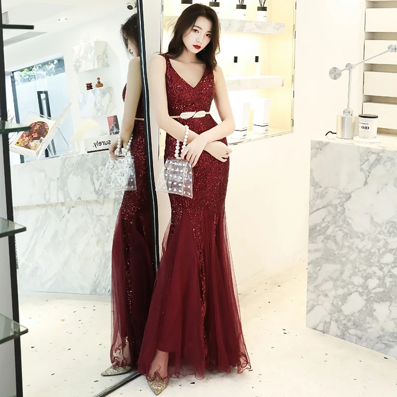 prom dresses sexy v-neck mermaid sequin prom dress long prom gown robe de soiree party dress