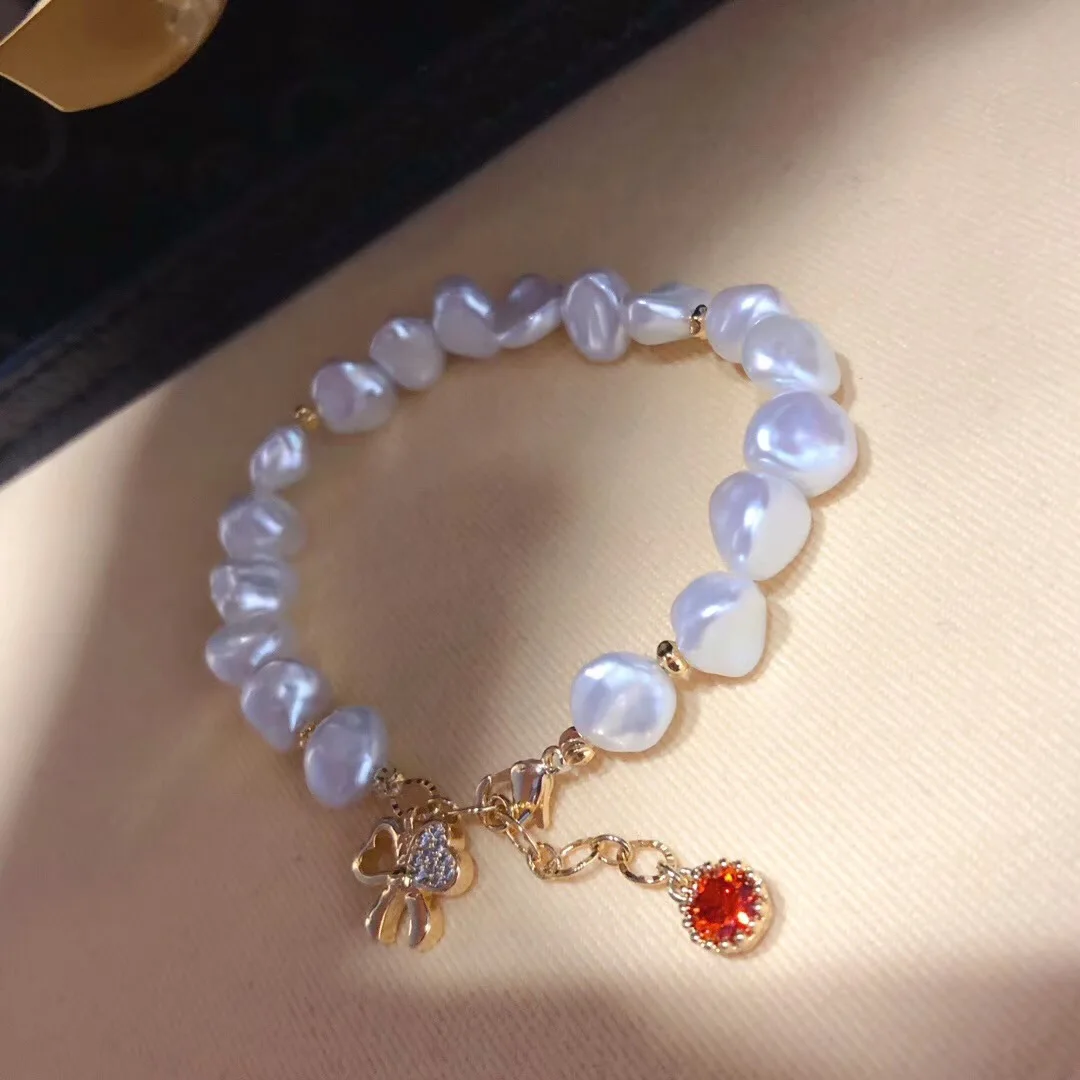 

Butterfly Home Korean-style Hipster Bow Elegant 14k Gold Baroque Pearl Bracelets Qrss99l99aji