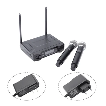 

Smart Fm Vhf Wireless Microphone System 2 Cordless Handheld Mic Free Frequency For Meeting Pc Speaker Amplifier