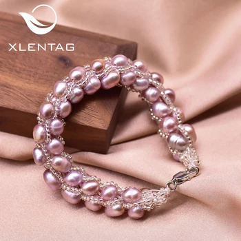 

XlentAg Multi-layer Natural Purple Oval Pearls Couple Bangle Romantic Charm Bracelet Anime Women Bohemian Luxury Jewrlry GB0204C