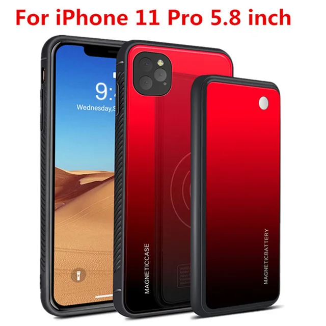 Red for 11 Pro Беспроводной зарядный Магнитный чехол для аккумулятора s для iPhone 11 Pro Max power Bank чехол для iPhone 11 Pro/11 запасная крышка для зарядного устройства - Цвет: Red for 11 Pro