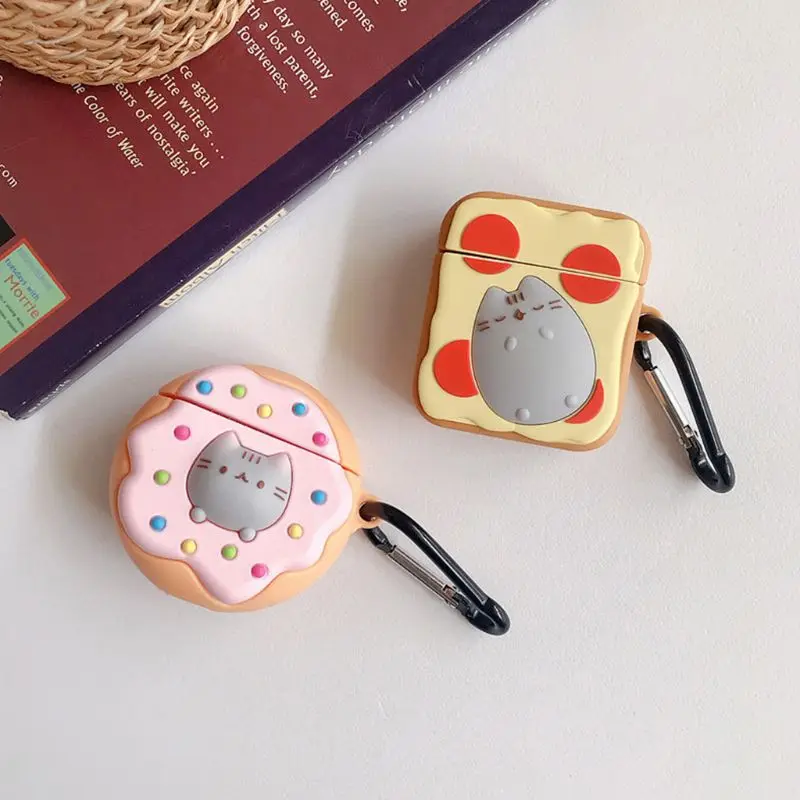 Силиконовый защитный чехол Kitty пончик тост крышка с карабином для Airpods 1/2 A5YA