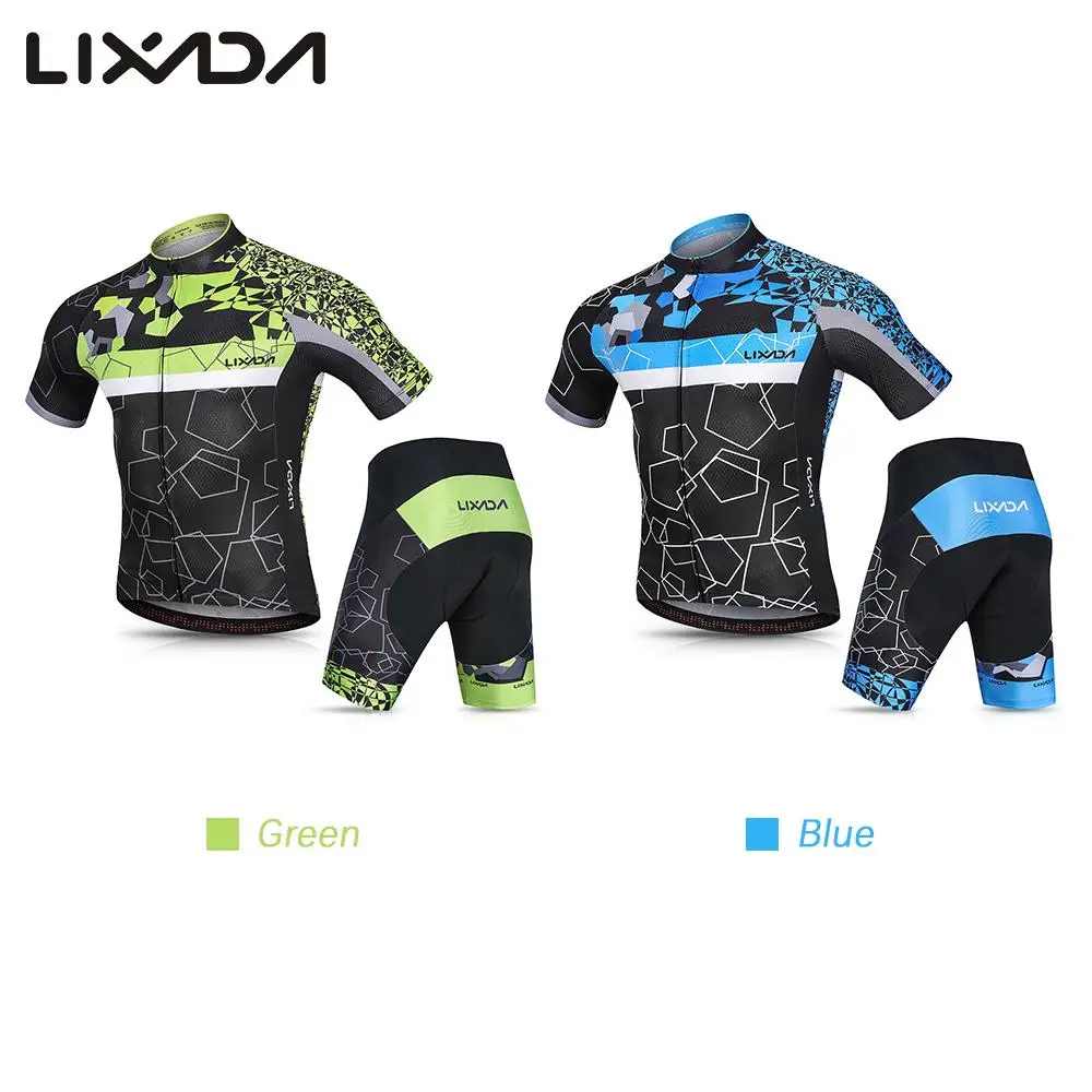 

Men Cycling Jersey Set Breathable Quick-Dry Short Sleeve Biking Shirt and Gel Padded Shorts MTB Cycling Outfit Set