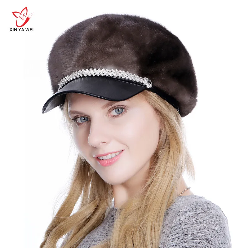 Femmes fourrure chapeau pour hiver naturel норковая шапка Руссе femelle chapeaux tout nouveau mode chaud береты casquette