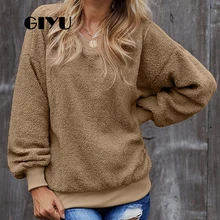 *#Best Price GIYU Fleece Teddy O Neck Solid Sweater Autumn Winter Jumpers Casual Loose Pullover sueter mujer invierno *#Best Price GIYU Fleece Teddy O Neck Solid Sweater Autumn Winter Jumpers Casual Loose Pullover sueter mujer invierno