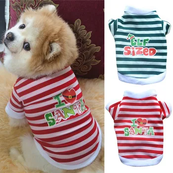 

Pet Christmas Red White Stripes Snowman Dog Clothes For Puppy Kitten Puppy Autumn Winter Cute Warm Vest Dog Costume hot