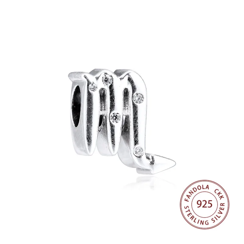 

Fits Pandora Bracelet berloques 925 Sterling Silver Sparkling Scorpio Zodiac Charms Beads for Jewelry Making perles