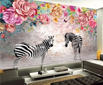 

CJSIR Custom Wallpaper Beautiful Zebra Floral Nordic TV Background Walls Wallpaper Living Room Bedroom Mural 3d Wallpaper